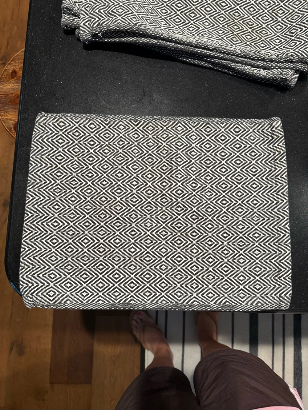 Modern Geometric Diamond Cloth Placemats - Black & White